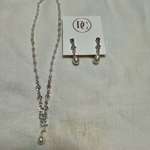 Dareth Colburn Elegant Silver, CZ,  and Pearl Jewelry Set